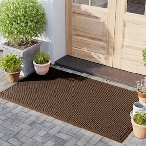 Waterhog Squares 35 in. x 59 in. PET Polyester Indoor Outdoor Door Mat Dark Brown