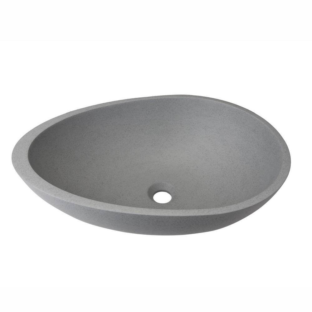 JimsMaison Dark Grey Concrete Egg Shape Vessel Sink JMAOBS052115 The