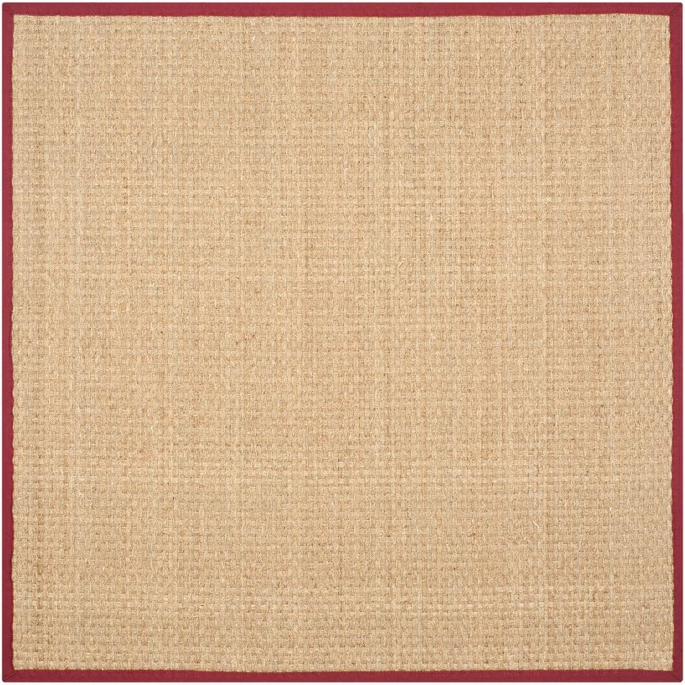 Small Red Rug Square SAFAVIEH Natural Fiber Natural/Red 8 ft. x 8 ft. Border Woven Square ...