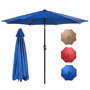 9 ft. Aluminum Sunshade Shelter Market Patio Umbrella in Blue with Push Button Tilt and Crank