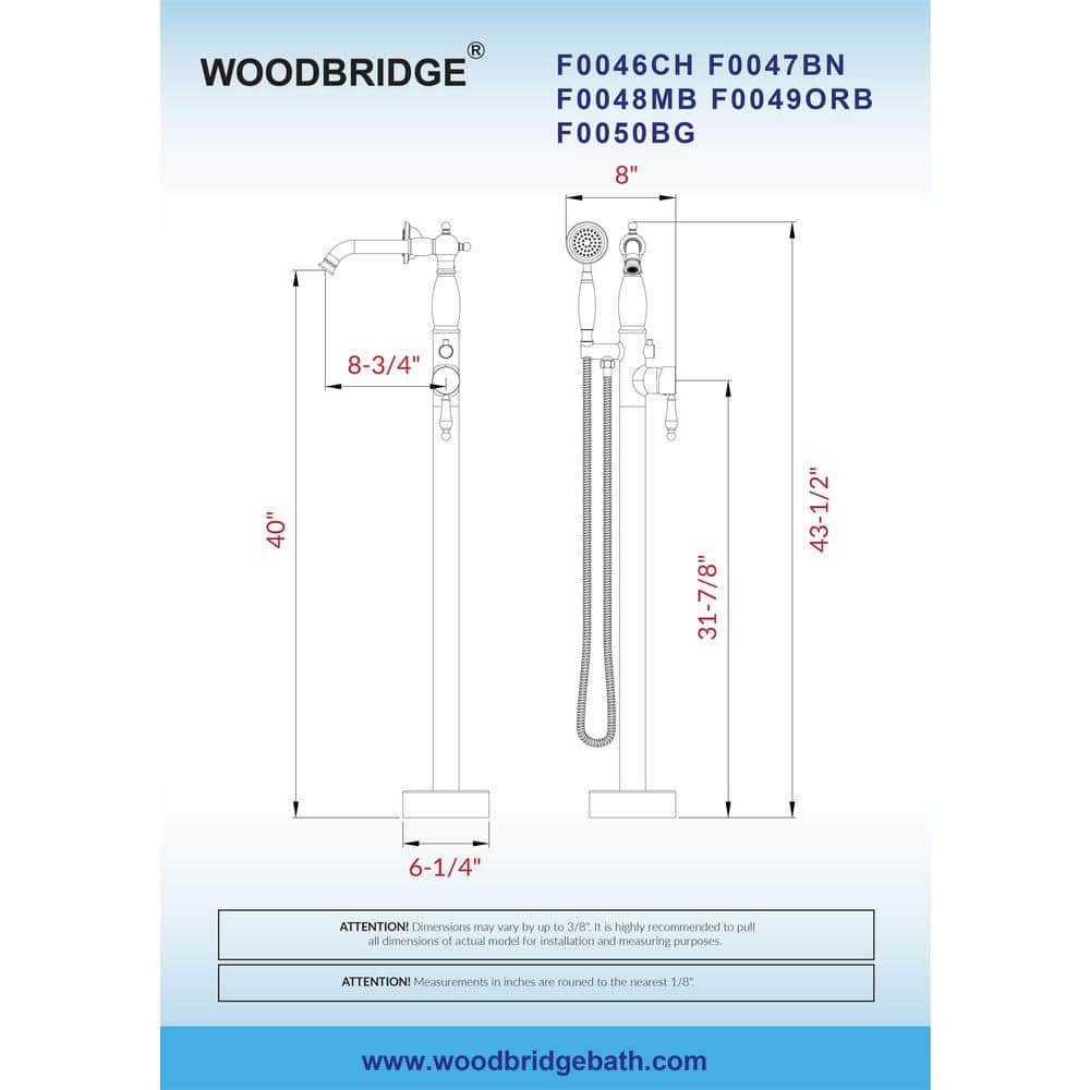 Oil Rubbed Bronze Freestanding Tub Faucet with Hand Shower