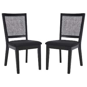 Margo Black Rattan 16.8 in. Rattan Dining Chair Set of 2