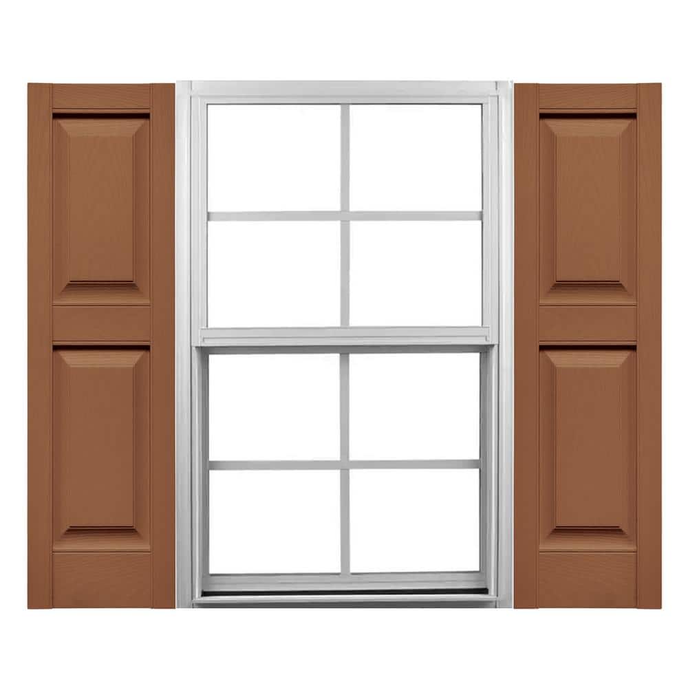 Mid America 14.75 in. W x 31 in. H Raised Panel Vinyl Shutters Pair in Treated Cedar price history on PriceWatchPro
