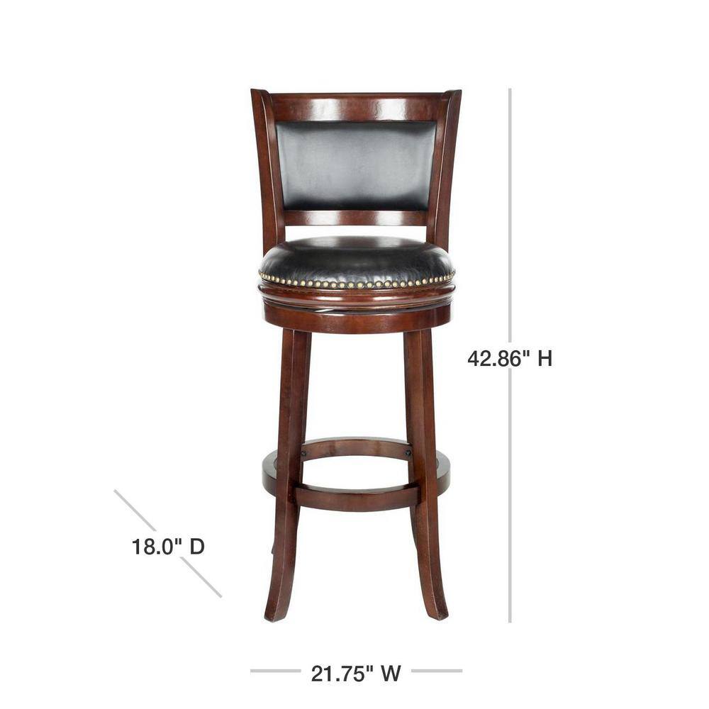 Cappuccino and Black Swivel Bar Stool with Leather Seat