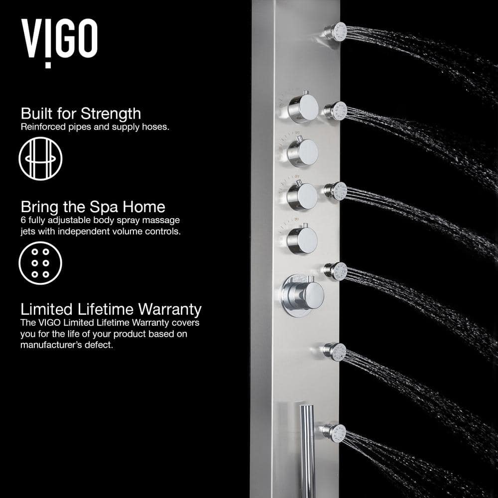 Stainless Steel 71" Shower Panel with 6 Jets and Hand Shower