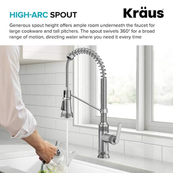 【21日までこの価格！】FAUCETWO PLUS【最短28日発送】 KRAUS Allyn Commercial Style 2-Function Single Handle Pull Down