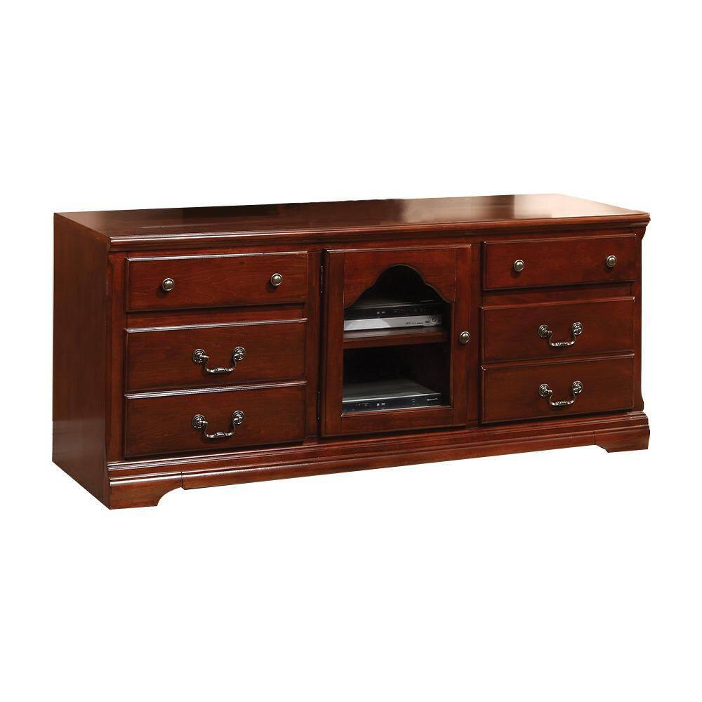 Hercules Cherry Wood TV Stand with Glass Doors