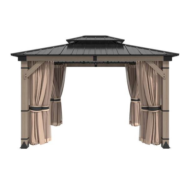 Clihome 10 ft. x 12 ft. Fir Wood Gazebo with Galvanized