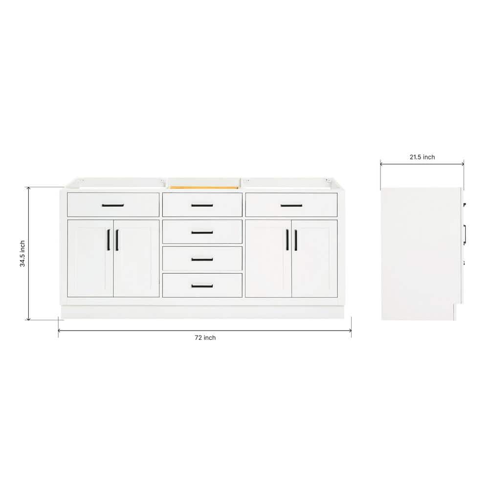 Hepburn 72" White Wood Double Freestanding Vanity Cabinet