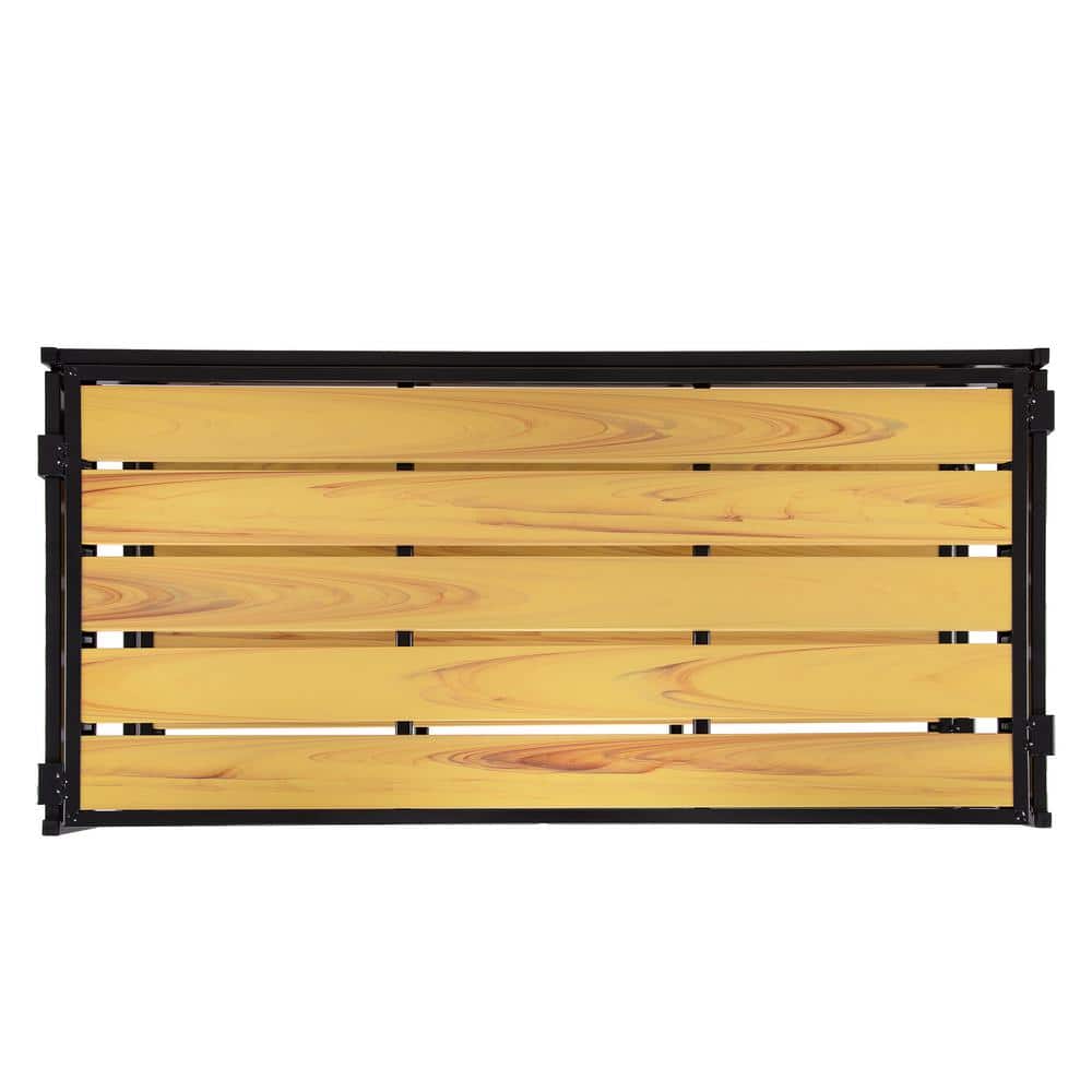 28'' Black Metal and Woodgrain 2-Tier Stackable Shoe Rack