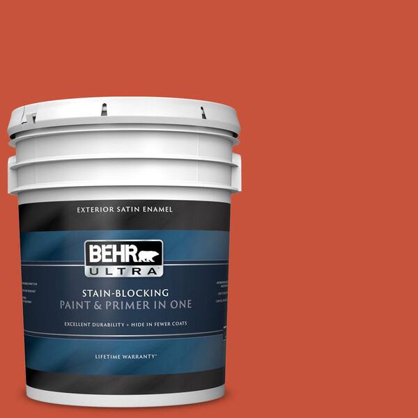 BEHR ULTRA 5 gal. #UL120-18 Koi Satin Enamel Exterior Paint and Primer in One