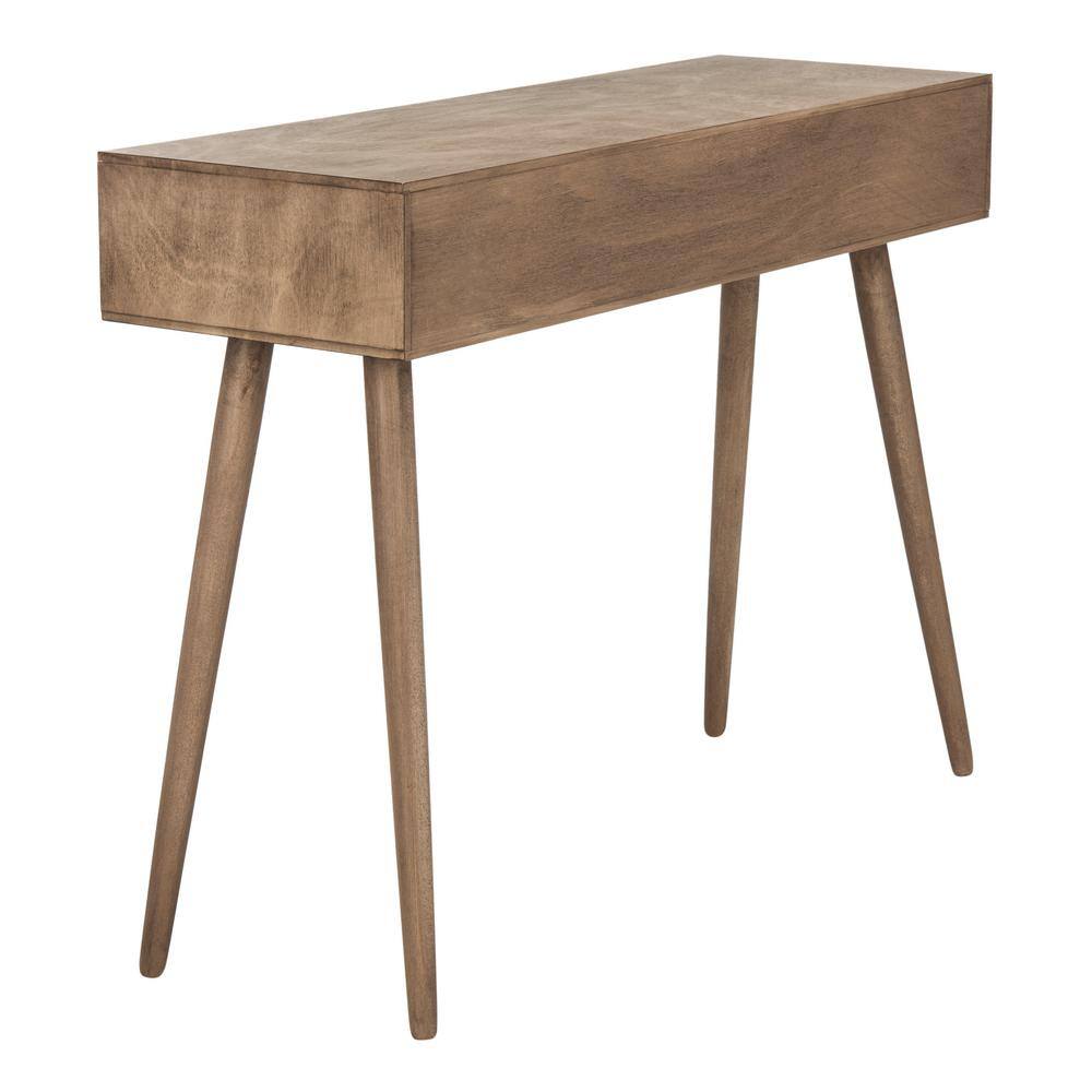 Desert Brown Mid-Century Wood Console Table with Storage