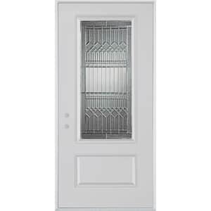 32 in. x 80 in. Lanza Zinc 3/4 Lite 1-Panel Painted White Right-Hand Inswing Steel Prehung Front Door