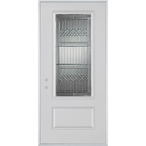 Stanley Doors 32 in. x 80 in. Lanza Zinc 3/4 Lite 1-Panel Painted White Right-Hand Inswing Steel Prehung Front Door