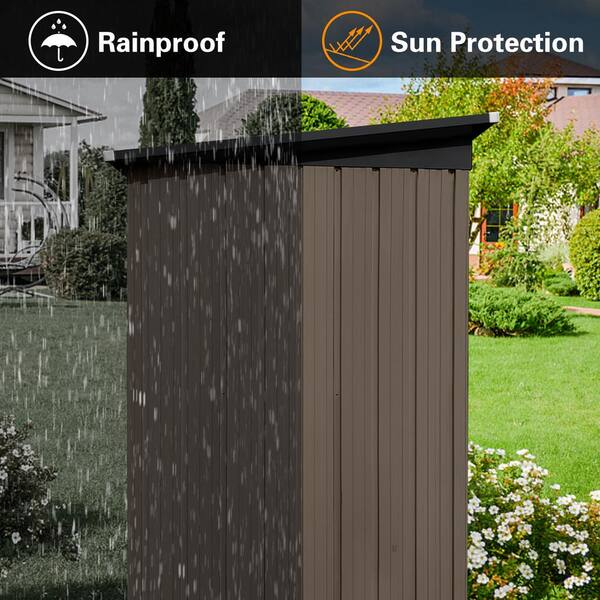 5 ft. W x 4 ft. D Metal Outdoor Storage Shed, Lockable Garden Tool