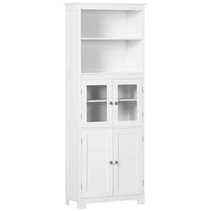 White Freestanding 4-Door Kitchen Pantry with Hutch