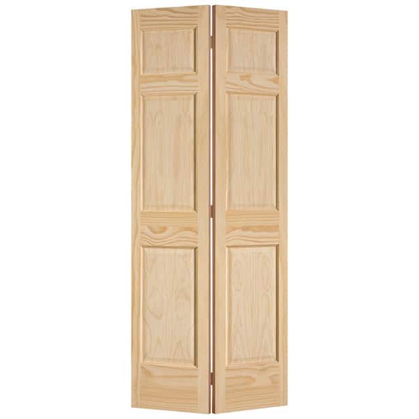 Masonite 30 in. x 80 in. 6-Panel Solid-Core Smooth Unfinished Pine Bi-Fold Interior Door