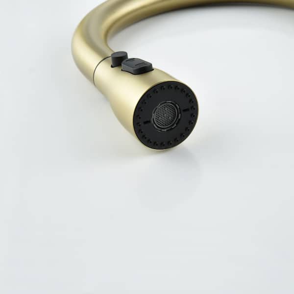 17.58 in. Pull Down Sprayer Kitchen Faucet with 360-Degree Spout Swivel in Gold