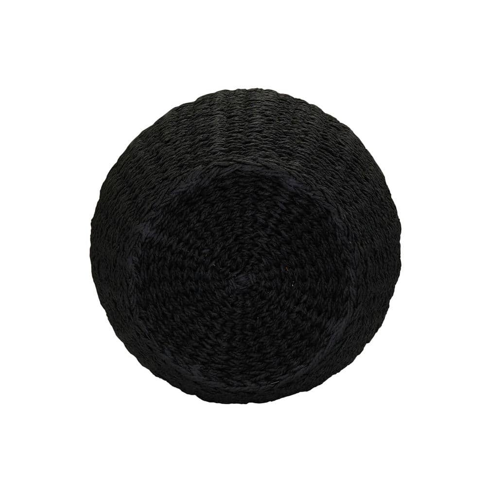 Black Handwoven Paper Rope Barrel Wicker Storage Basket Side Table