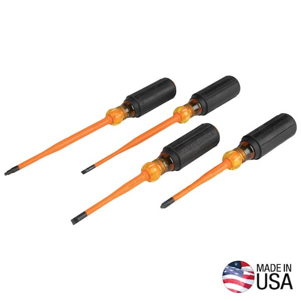 Screwdriver Set, Slim-Tip Insulated Phillips, Cabinet, Square, 4-Piece