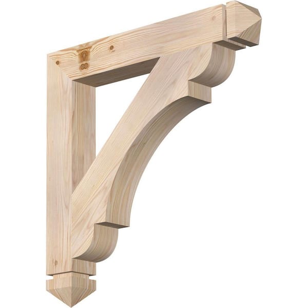 Ekena Millwork 3.5 in. x 26 in. x 26 in. Douglas Fir Olympic Arts and Crafts Smooth Bracket