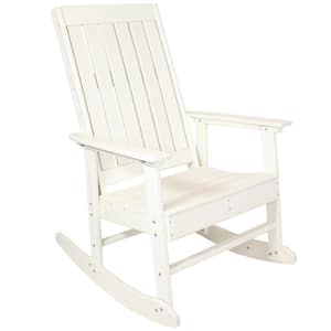 Rustic Comfort White HDPE Plastic Outdoor Rocking Chair