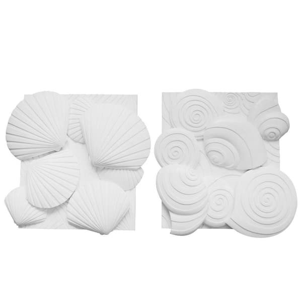 Benjara White Other Wall Decor with Sea Shell Design (Set of 2)