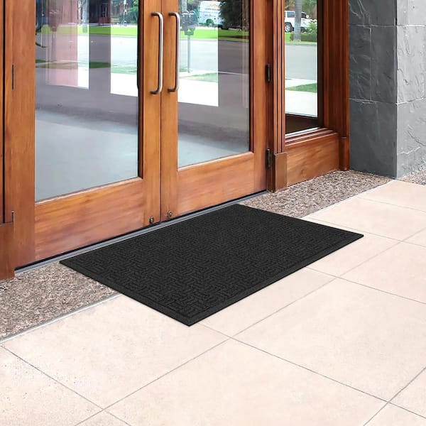 Black 24 in. x 36 in. Recycled Rubber Commercial Door Mat
