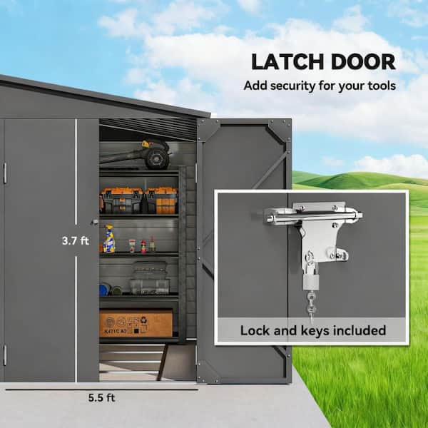 Zeus & Ruta 9 ft. W x 5 ft. D Dark Gray Metal Garden Shed for