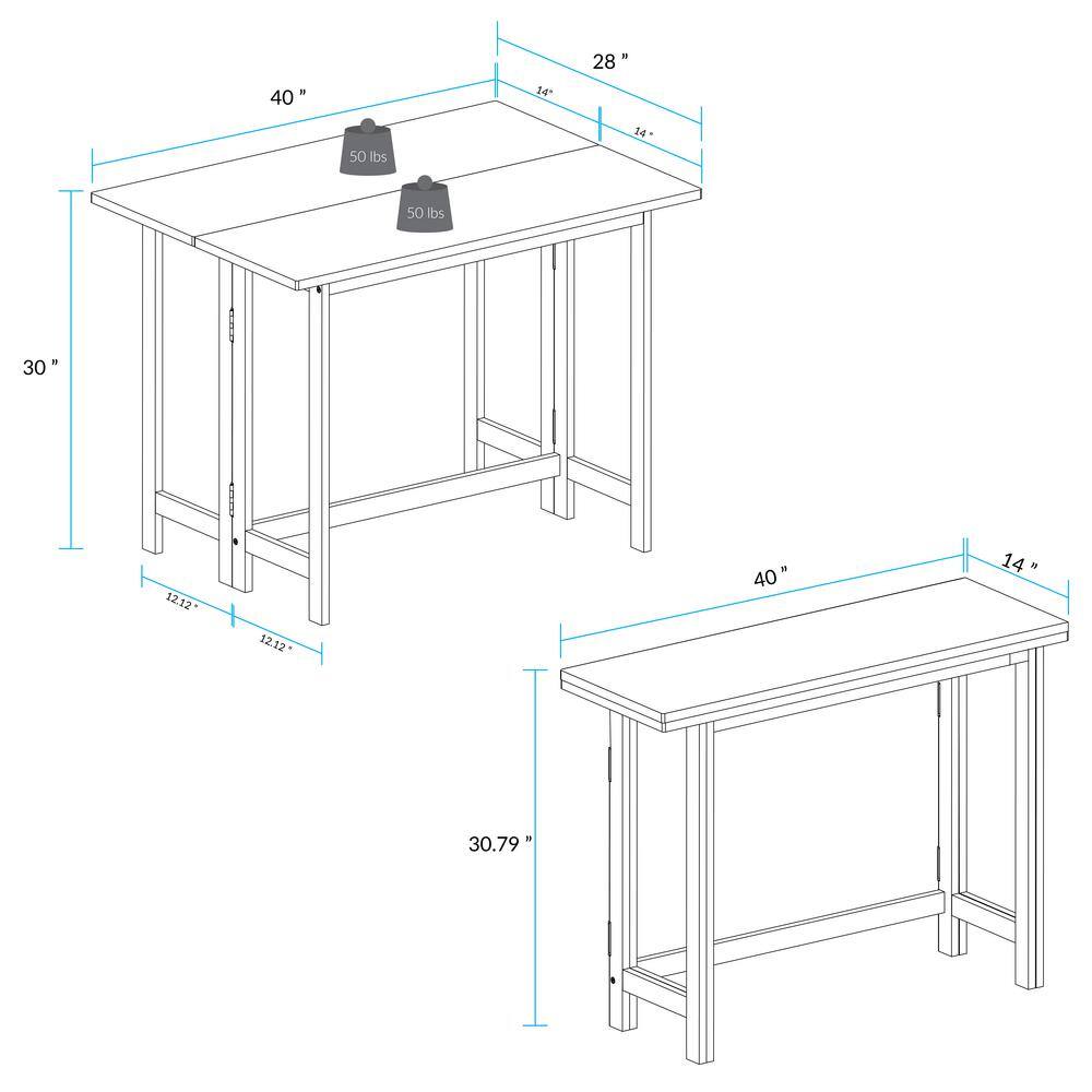 Warm Brown Solid Wood Flip-Top Folding Dining Table