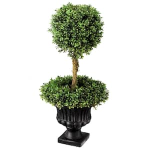 34 in. Boxwood Wreath Base Ball in Urn