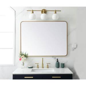 Timeless Home 40 in. H x 30 in. W Brass Modern Soft Corner Rectangular Wall Mirror