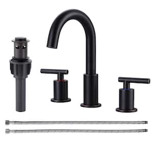 8 in. Widespread Double Handle Bathroom Faucet with Drain kit and Supply Lines Included in Oil Rubbed Bronze