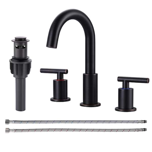 IVIGA 8 in. Widespread Double Handle Bathroom Faucet with Drain kit and ...