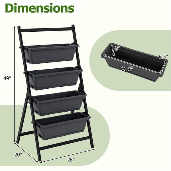 Costway 4 ft. 4-Tier Black Metal Vertical Raised Garden Bed