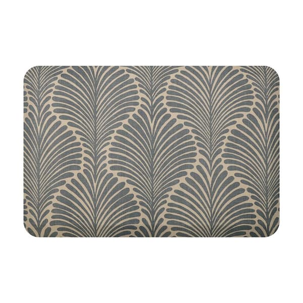 Sole Comfort Palm Fronds 22 in. x 32 in. Blue on Beige Anti-Fatigue Comfort Mat
