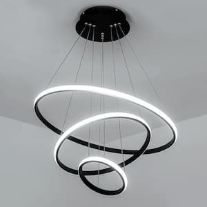 120-Watt Integrated LED Black Modern Island Light Hanging Pendant Light Chandelier for Kitchen Dining Room