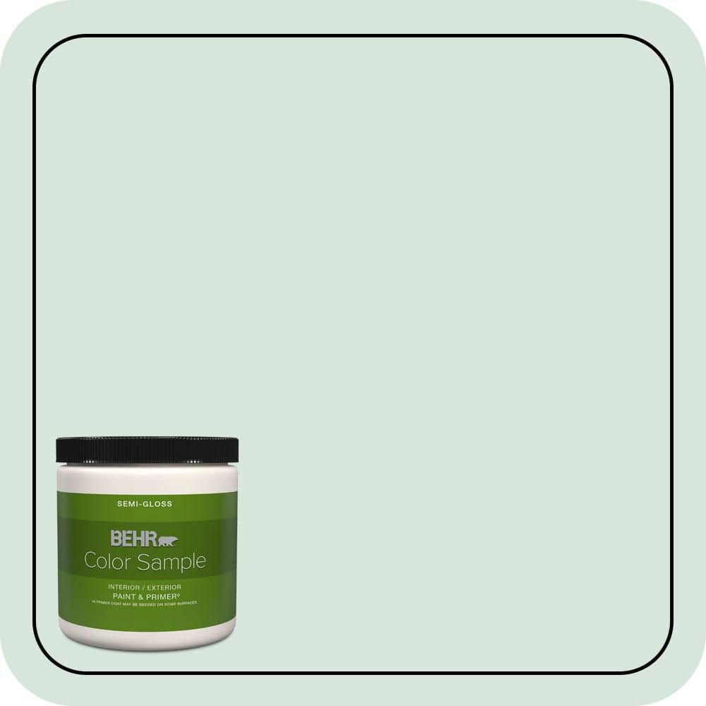 BEHR PREMIUM PLUS 8 oz. #S420-1 New Day Semi-Gloss Interior/Exterior Paint & Primer Color Sample