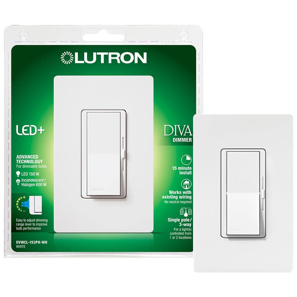 Brand New Lutron Diva CL DVCL-153PR-WH Single /3-Way 150W CFL/ LED 600W Dimmer 