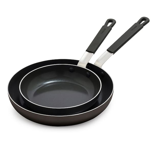 GreenPan Bobby Flay 8 in. and 10 in. in 2-Piece Ceramic Non-Stick Frying Pan Set in Black