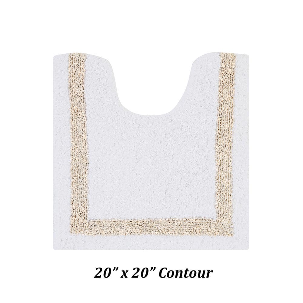 White and Sand Cotton Tufted Reversible Bath Rug Set