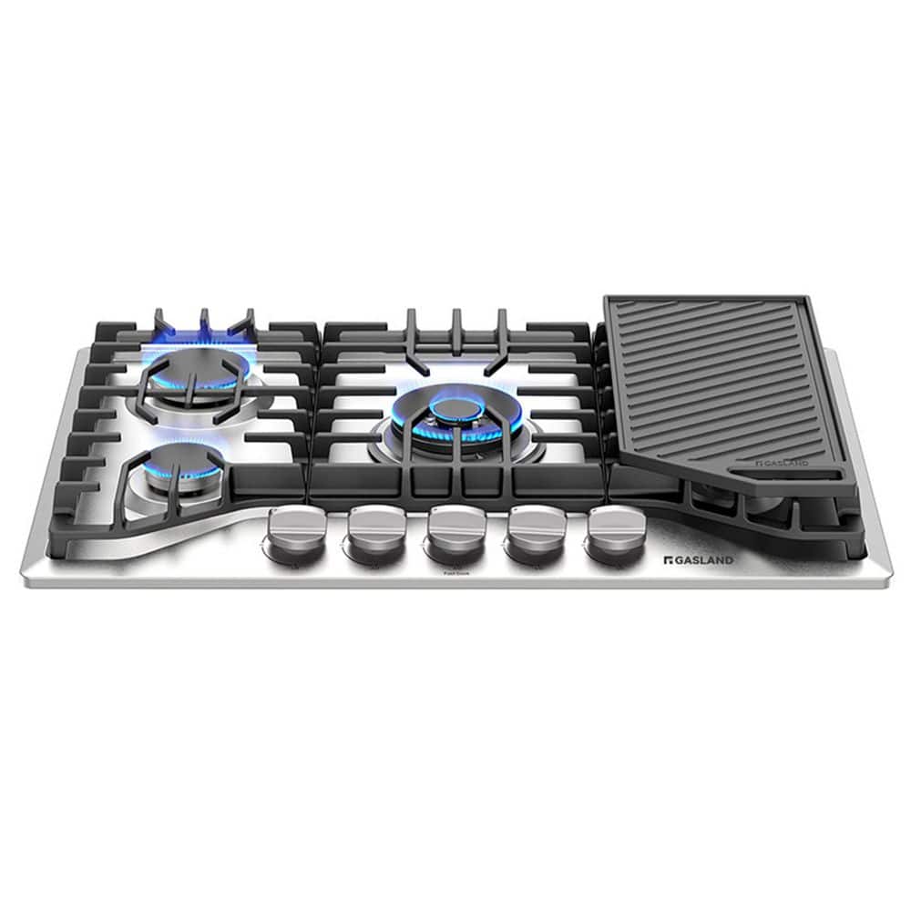 30 in. Gas Cooktop in Stainless Steel with 5 Burners and Reversible Cast Iron Grill/Griddle price history on PriceWatchPro