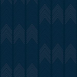 Nyle Dark Blue Chevron Stripes Wallpaper Sample