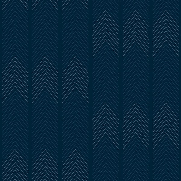 A-Street Prints Nyle Dark Blue Chevron Stripes Wallpaper Sample
