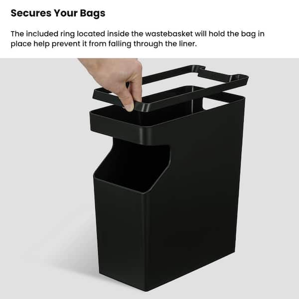 Hefty 8.8 Gallon Slim Black Trash Can With Handles For Office Or Recycling - View #3
