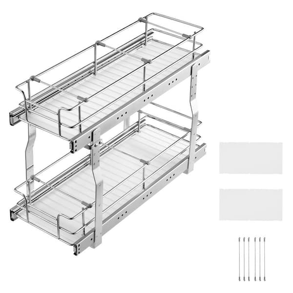 Pull-Out Cabinet Organizer, Slide-Out Pantry Shelf, Chrome Steel Roll-Out Drawer, Fits 10 x 22 x 19 in. Spaces, Kitchen