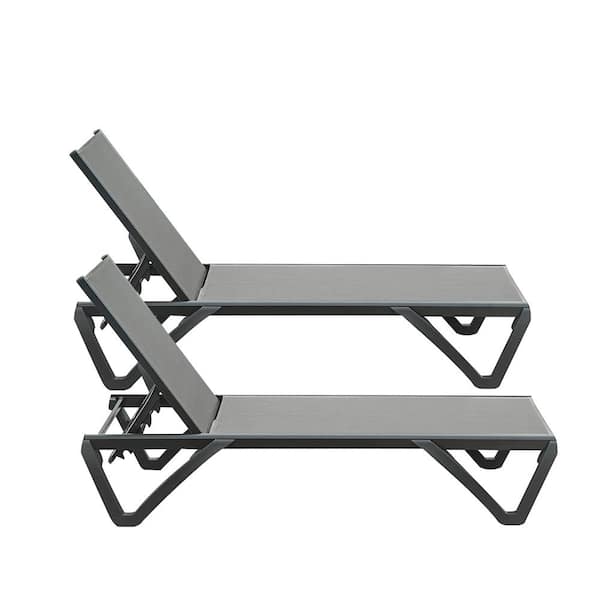 Cesicia Aluminum Outdoor Patio Chaise Lounge Polypropylene Chair with Adjustable Backrest, Poolside Sunbathing Chair
