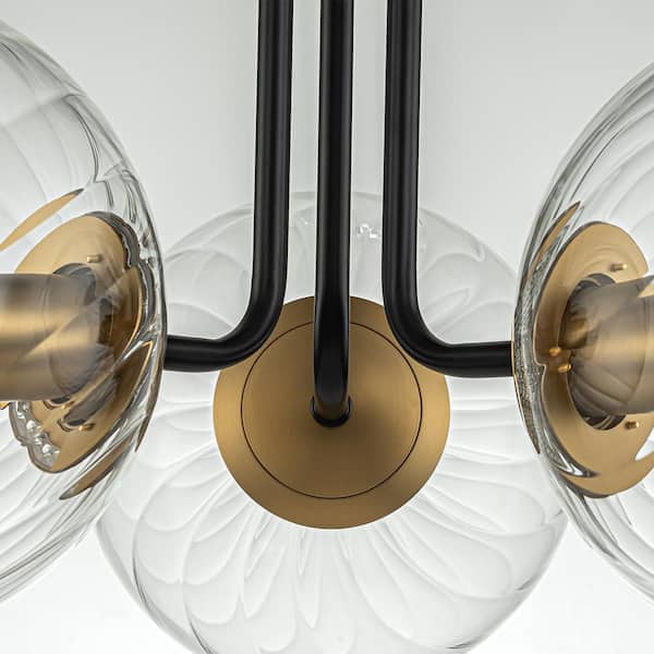 EDISLIVE Lueck 22.01 in. 3-Light Modern Black & Gold Sputnik