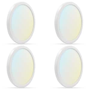 9 in. White Modern Flush Mount Ceiling Light Fixture LED integrated 18-Watt 1250LM 5CCT 2700K-5000K Dimmable (4-Pack)