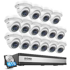 4K UHD 16-Channel POE NVR Security Camera System with 4TB HDD and 16 Wired 5MP Outdoor IP Dome Cameras